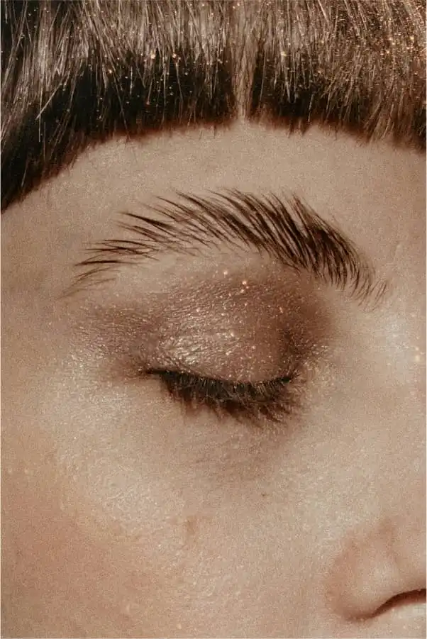 Model showcasing laminated brow results